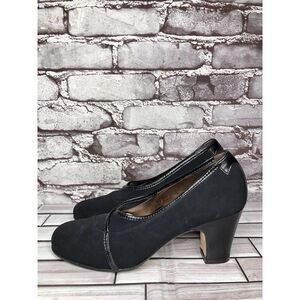 Taryn Rose Black Textile Leather Trim Closed High Heels Women’s Sz 39EU/8.5M US